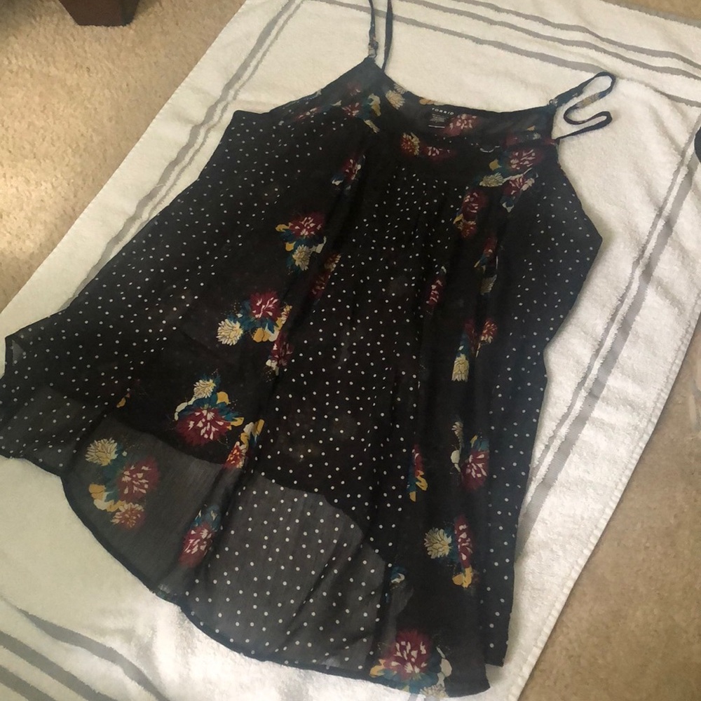 Torrid semi sheer black with flowers